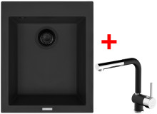 Sinks CUBE 410 BL Nanoblack + MIX 3 P Nanoblack 